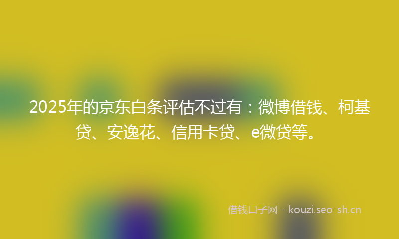 2025年的京东白条评估不过有：微博借钱、柯基贷、安逸花、信用卡贷、e微贷等。