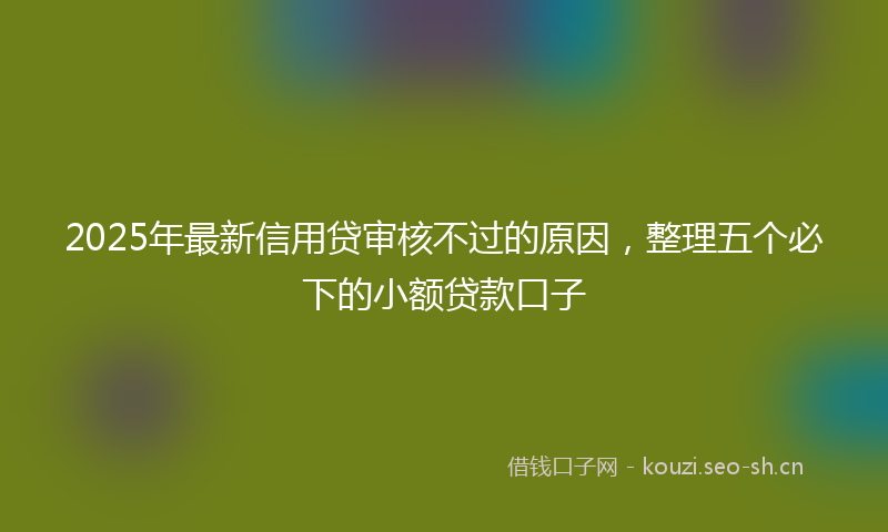 2025年最新信用贷审核不过的原因，整理五个必下的小额贷款口子