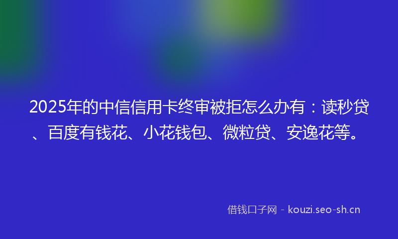 2025年的中信信用卡终审被拒怎么办有：读秒贷、百度有钱花、小花钱包、微粒贷、安逸花等。