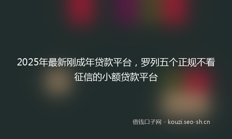 2025年最新刚成年贷款平台，罗列五个正规不看征信的小额贷款平台