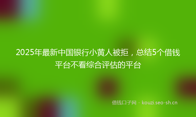2025年最新中国银行小黄人被拒，总结5个借钱平台不看综合评估的平台