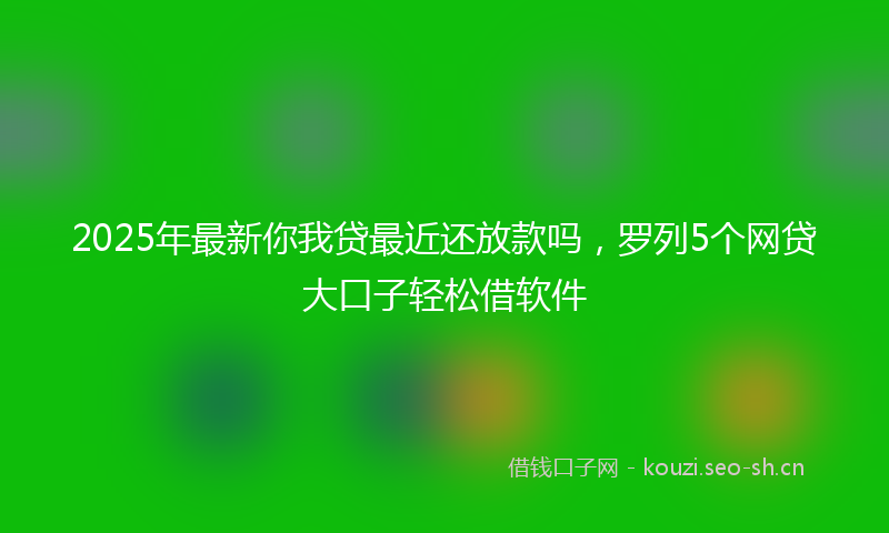 2025年最新你我贷最近还放款吗，罗列5个网贷大口子轻松借软件