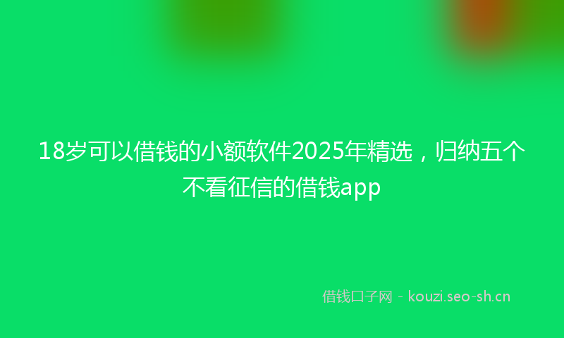 18岁可以借钱的小额软件2025年精选，归纳五个不看征信的借钱app