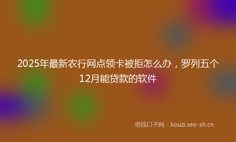 2025年最新农行网点领卡被拒怎么办，罗列五个12月能贷款的软件