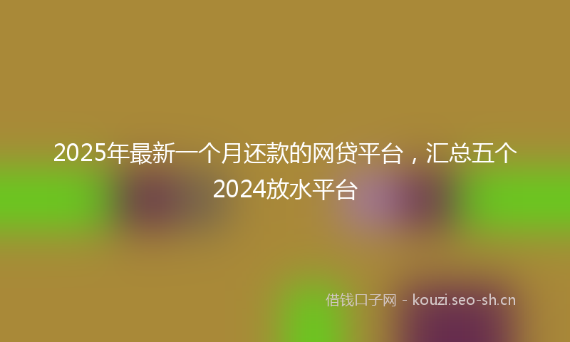 2025年最新一个月还款的网贷平台，汇总五个2024放水平台