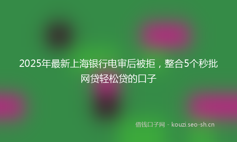 2025年最新上海银行电审后被拒，整合5个秒批网贷轻松贷的口子