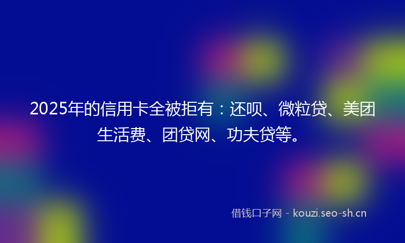 2025年的信用卡全被拒有：还呗、微粒贷、美团生活费、团贷网、功夫贷等。
