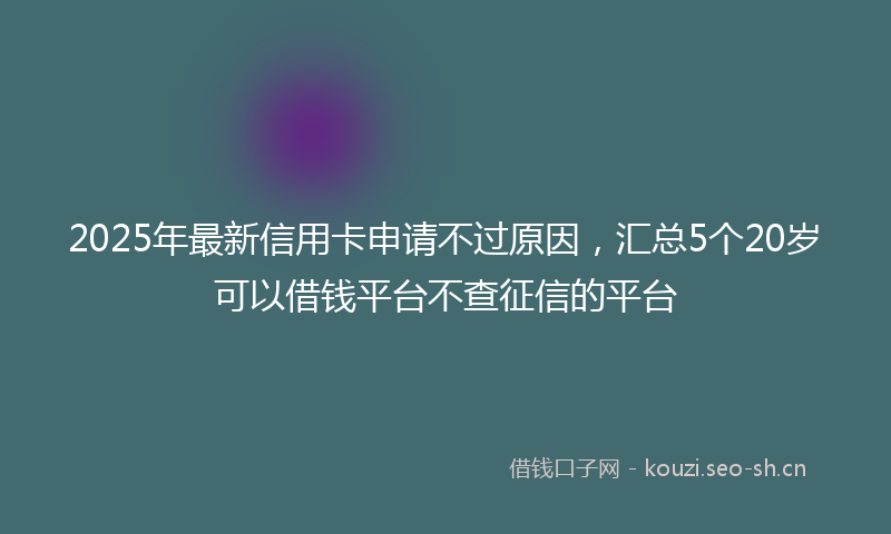 2025年最新信用卡申请不过原因，汇总5个20岁可以借钱平台不查征信的平台