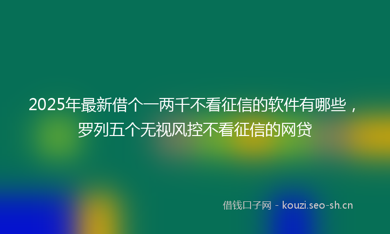 2025年最新借个一两千不看征信的软件有哪些，罗列五个无视风控不看征信的网贷