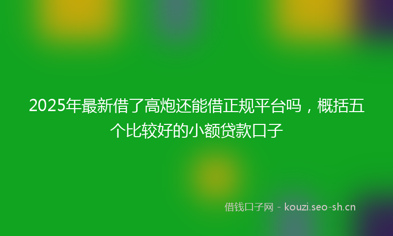 2025年最新借了高炮还能借正规平台吗,概括五个比较好的小额贷款口子