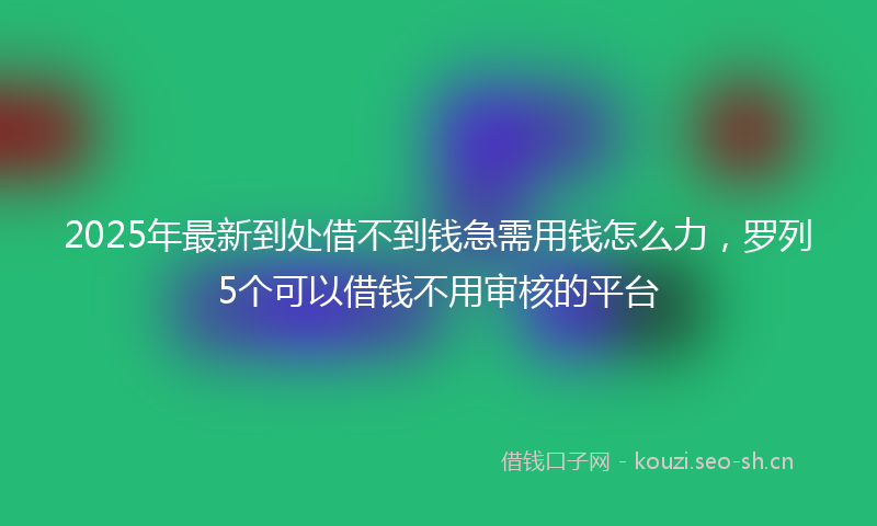 2025年最新到处借不到钱急需用钱怎么力，罗列5个可以借钱不用审核的平台