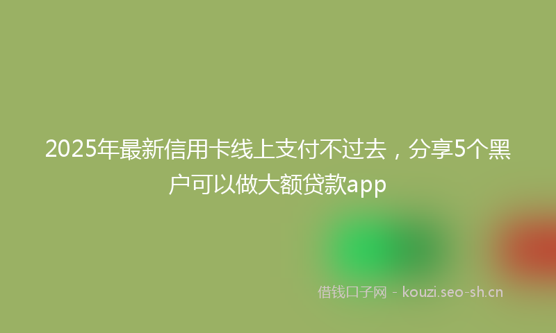2025年最新信用卡线上支付不过去，分享5个黑户可以做大额贷款app
