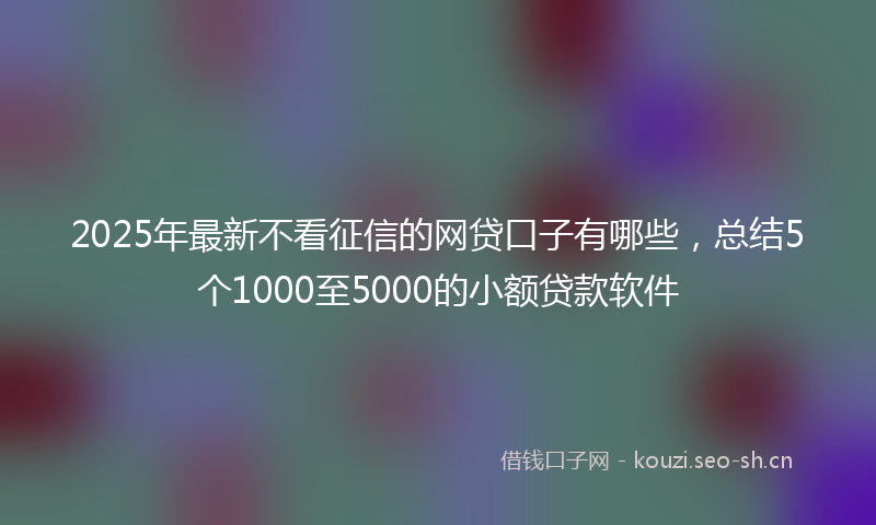 2025年最新不看征信的网贷口子有哪些，总结5个1000至5000的小额贷款软件
