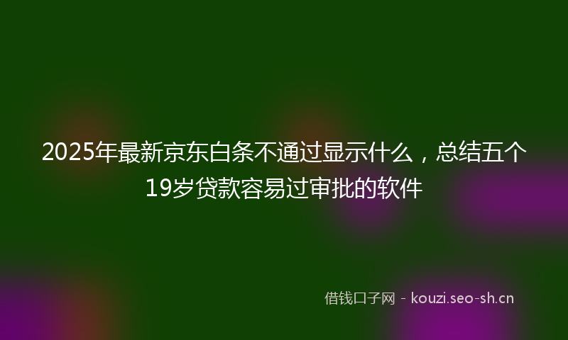 2025年最新京东白条不通过显示什么，总结五个19岁贷款容易过审批的软件