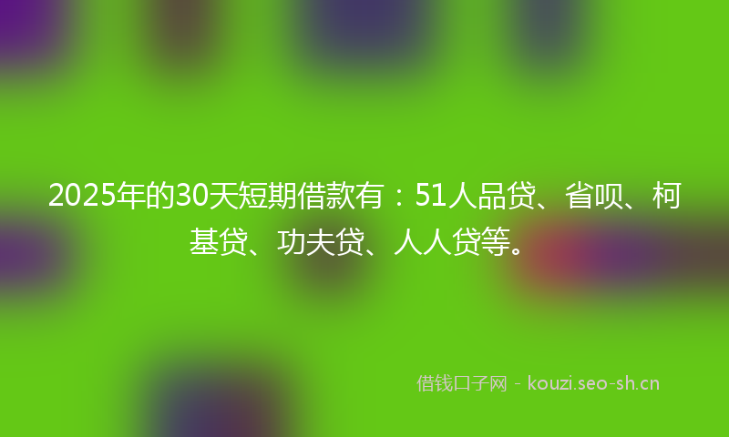 2025年的30天短期借款有：51人品贷、省呗、柯基贷、功夫贷、人人贷等。