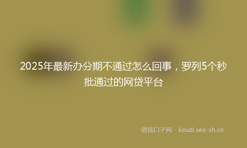 2025年最新办分期不通过怎么回事，罗列5个秒批通过的网贷平台