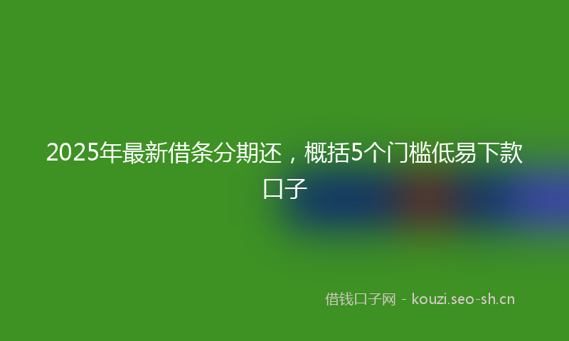 2025年最新借条分期还，概括5个门槛低易下款口子
