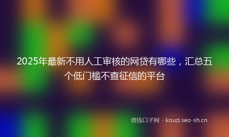 2025年最新不用人工审核的网贷有哪些，汇总五个低门槛不查征信的平台