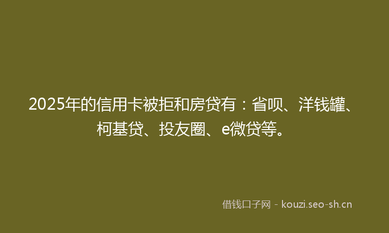 2025年的信用卡被拒和房贷有:省呗、洋钱罐、柯基贷、投友圈、e微贷等。