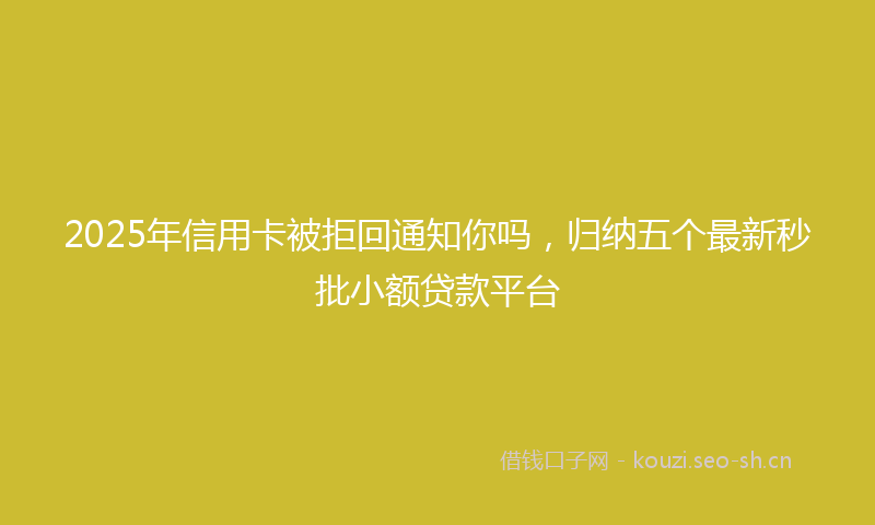 2025年信用卡被拒回通知你吗，归纳五个最新秒批小额贷款平台