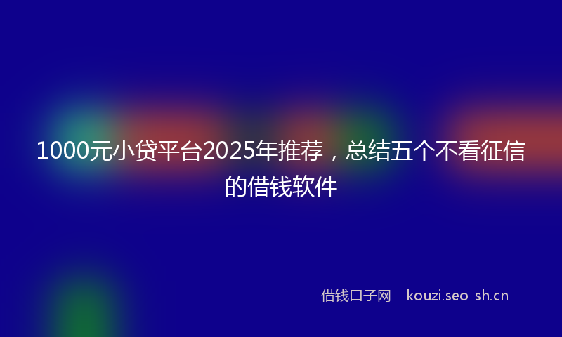 1000元小贷平台2025年推荐，总结五个不看征信的借钱软件