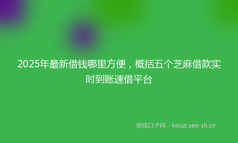 2025年最新借钱哪里方便，概括五个芝麻借款实时到账速借平台