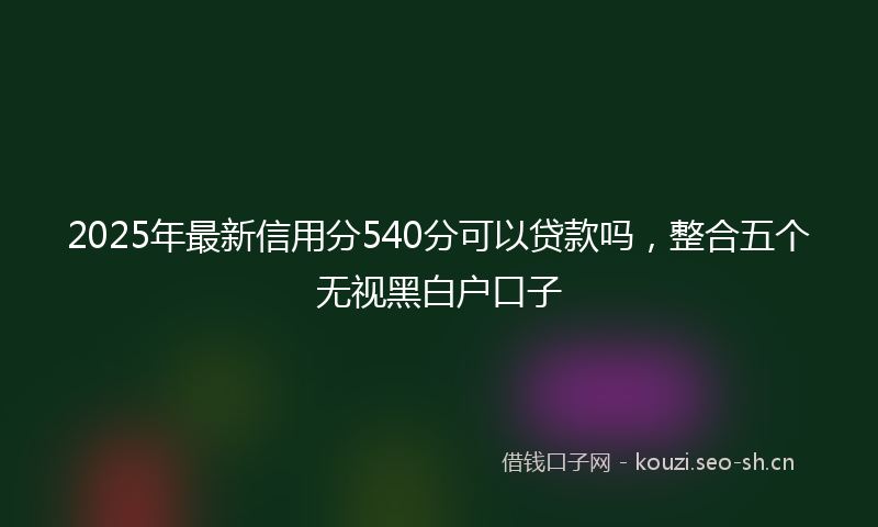 2025年最新信用分540分可以贷款吗，整合五个无视黑白户口子