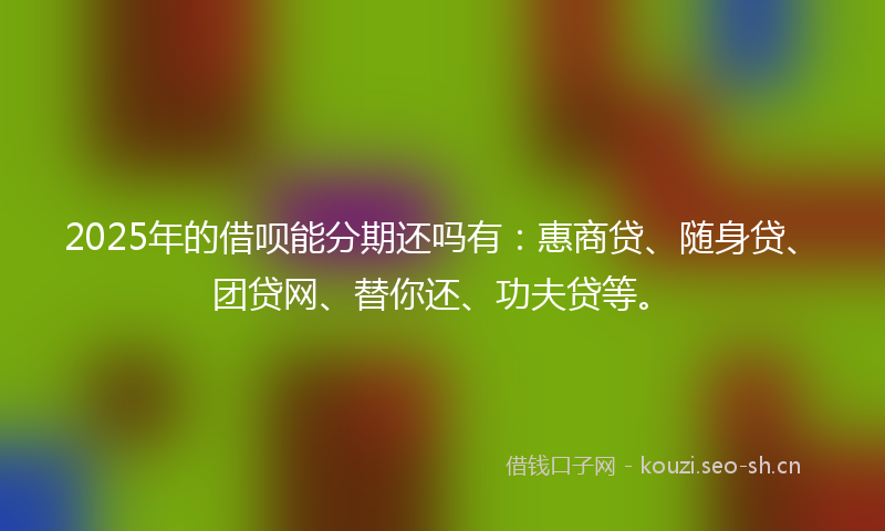 2025年的借呗能分期还吗有：惠商贷、随身贷、团贷网、替你还、功夫贷等。