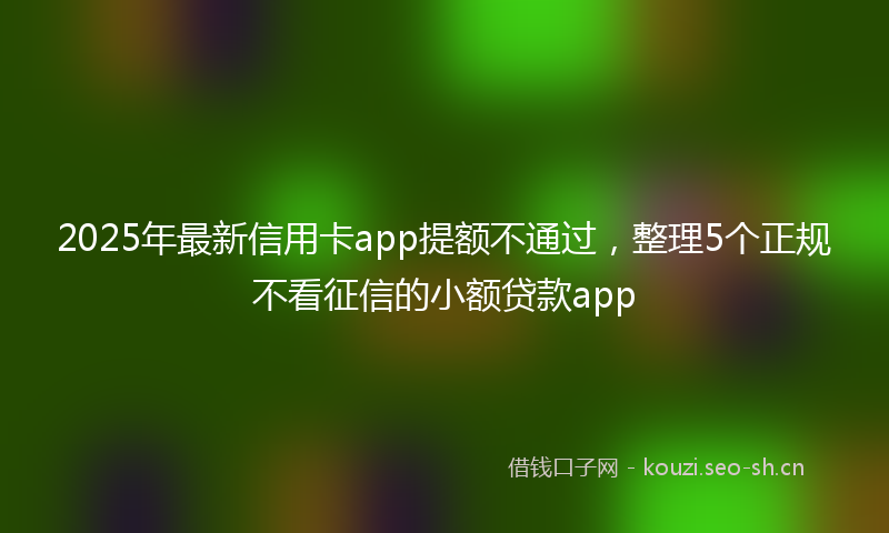 2025年最新信用卡app提额不通过，整理5个正规不看征信的小额贷款app