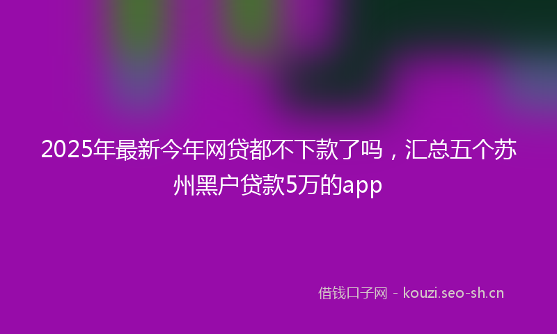 2025年最新今年网贷都不下款了吗,汇总五个苏州黑户贷款5万的app