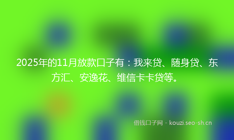 2025年的11月放款口子有：我来贷、随身贷、东方汇、安逸花、维信卡卡贷等。