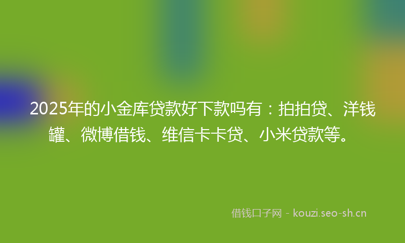 2025年的小金库贷款好下款吗有：拍拍贷、洋钱罐、微博借钱、维信卡卡贷、小米贷款等。
