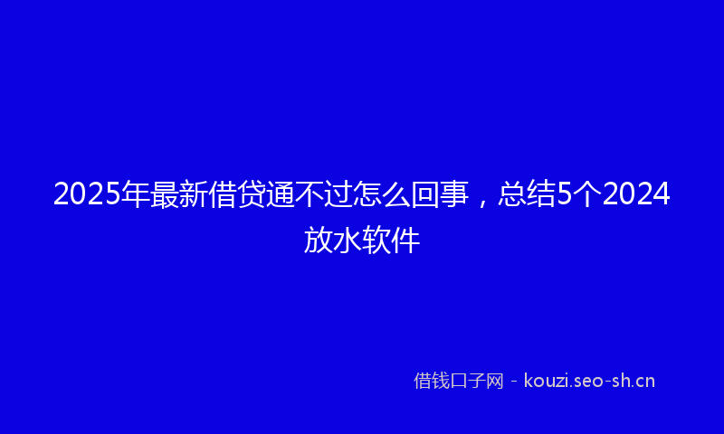 2025年最新借贷通不过怎么回事，总结5个2024放水软件