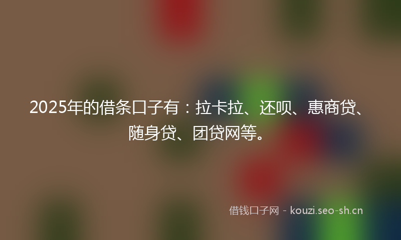 2025年的借条口子有：拉卡拉、还呗、惠商贷、随身贷、团贷网等。