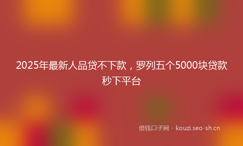 2025年最新人品贷不下款，罗列五个5000块贷款秒下平台