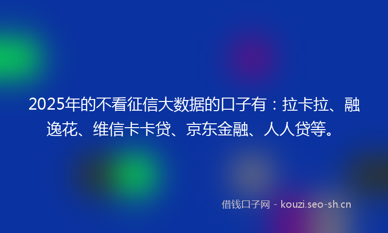 2025年的不看征信大数据的口子有：拉卡拉、融逸花、维信卡卡贷、京东金融、人人贷等。