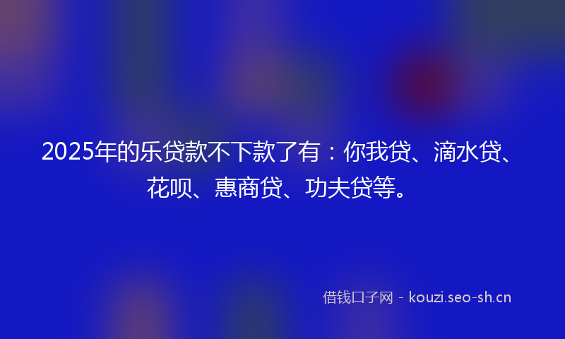2025年的乐贷款不下款了有：你我贷、滴水贷、花呗、惠商贷、功夫贷等。