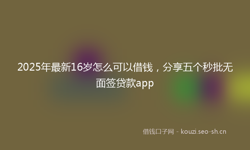 2025年最新16岁怎么可以借钱,分享五个秒批无面签贷款app