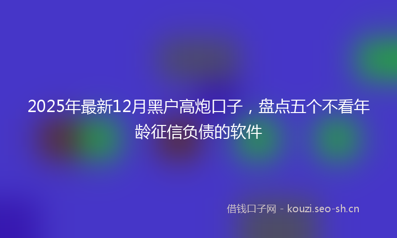 2025年最新12月黑户高炮口子，盘点五个不看年龄征信负债的软件