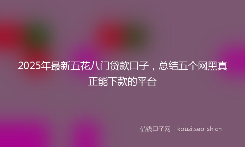 2025年最新五花八门贷款口子，总结五个网黑真正能下款的平台