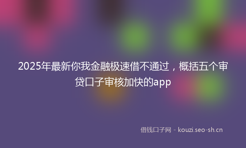 2025年最新你我金融极速借不通过，概括五个审贷口子审核加快的app