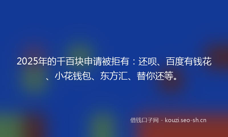 2025年的千百块申请被拒有：还呗、百度有钱花、小花钱包、东方汇、替你还等。