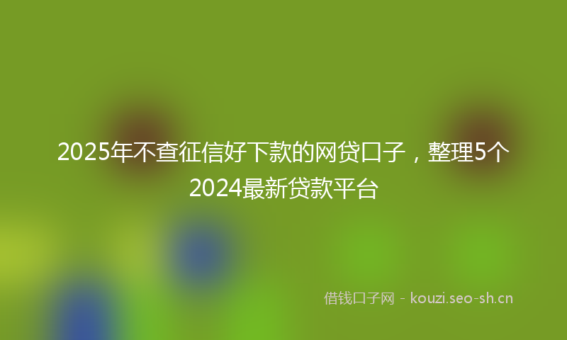 2025年不查征信好下款的网贷口子，整理5个2024最新贷款平台