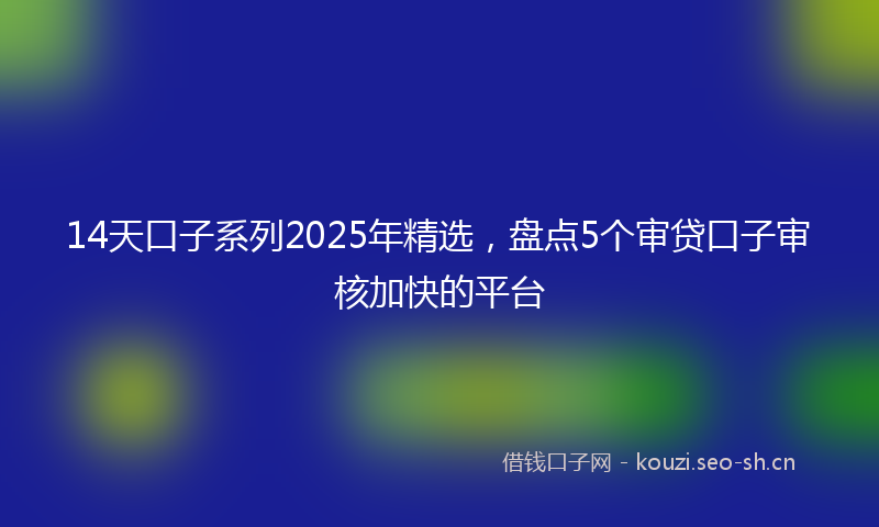 14天口子系列2025年精选，盘点5个审贷口子审核加快的平台
