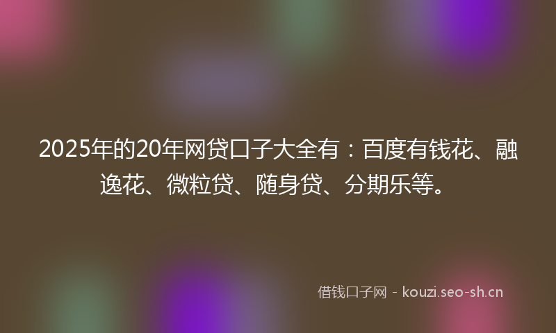 2025年的20年网贷口子大全有：百度有钱花、融逸花、微粒贷、随身贷、分期乐等。