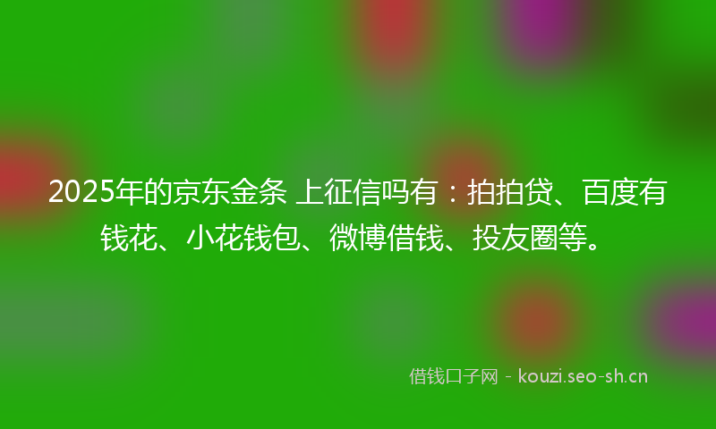 2025年的京东金条 上征信吗有：拍拍贷、百度有钱花、小花钱包、微博借钱、投友圈等。