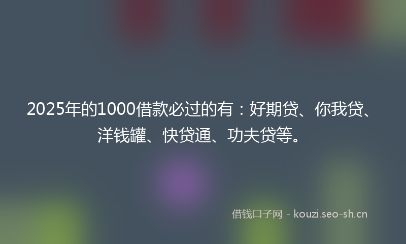 2025年的1000借款必过的有：好期贷、你我贷、洋钱罐、快贷通、功夫贷等。