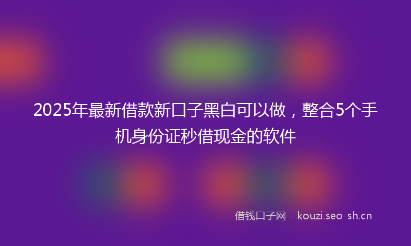 2025年最新借款新口子黑白可以做，整合5个手机身份证秒借现金的软件