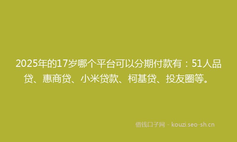 2025年的17岁哪个平台可以分期付款有：51人品贷、惠商贷、小米贷款、柯基贷、投友圈等。