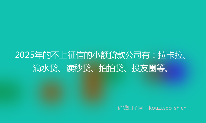 2025年的不上征信的小额贷款公司有：拉卡拉、滴水贷、读秒贷、拍拍贷、投友圈等。